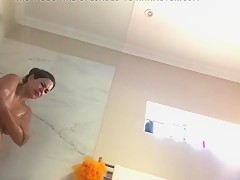 Hot Brunette Wife On Shower Spycam