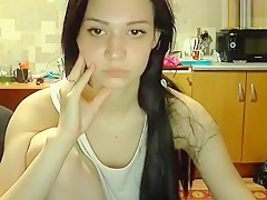 Brunette BodyKiska sucks dick