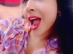 Brunette ZarahDiFusy playing with large rubber penis